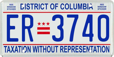 DC license plate ER3740