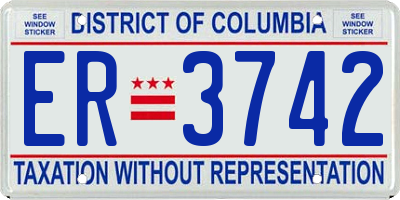 DC license plate ER3742