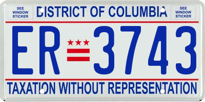 DC license plate ER3743