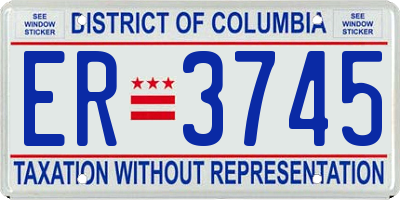 DC license plate ER3745