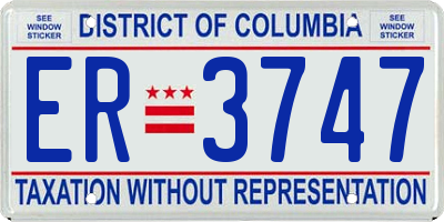 DC license plate ER3747