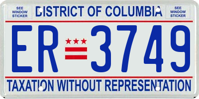DC license plate ER3749