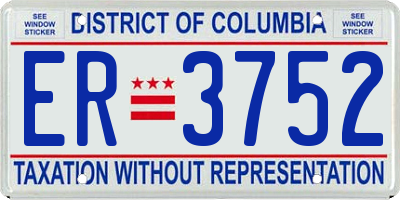 DC license plate ER3752