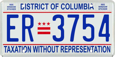 DC license plate ER3754