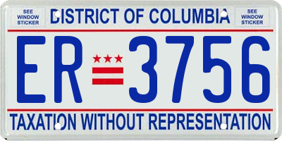 DC license plate ER3756
