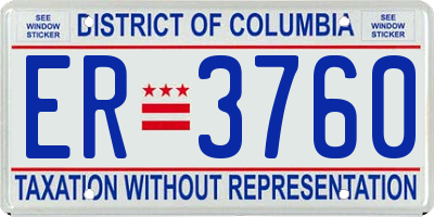 DC license plate ER3760