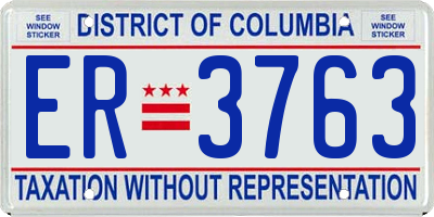 DC license plate ER3763