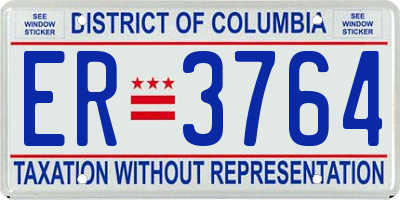 DC license plate ER3764