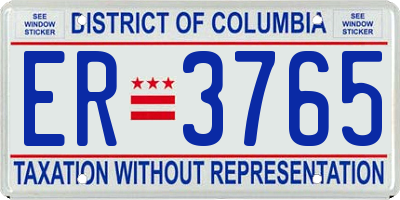 DC license plate ER3765