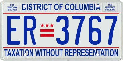DC license plate ER3767
