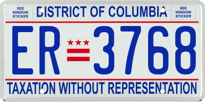 DC license plate ER3768