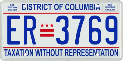 DC license plate ER3769