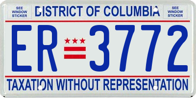 DC license plate ER3772