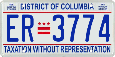 DC license plate ER3774