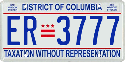 DC license plate ER3777