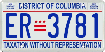 DC license plate ER3781