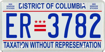 DC license plate ER3782
