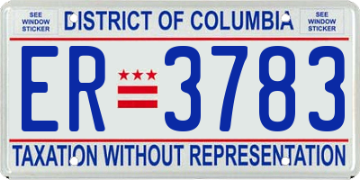 DC license plate ER3783