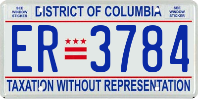 DC license plate ER3784