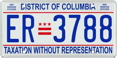 DC license plate ER3788