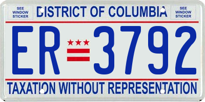 DC license plate ER3792