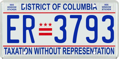 DC license plate ER3793