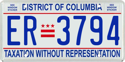 DC license plate ER3794