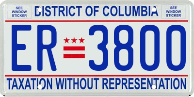 DC license plate ER3800