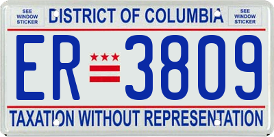 DC license plate ER3809