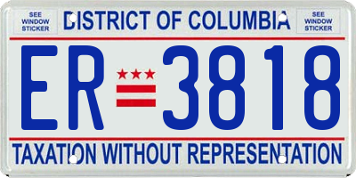 DC license plate ER3818