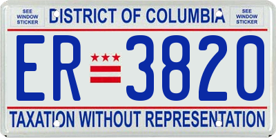 DC license plate ER3820
