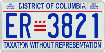 DC license plate ER3821