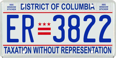 DC license plate ER3822