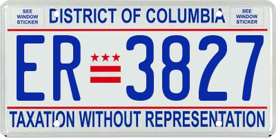 DC license plate ER3827