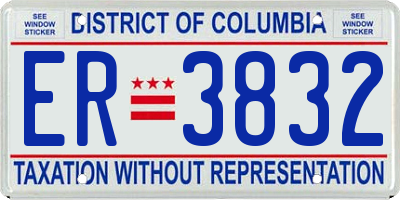 DC license plate ER3832