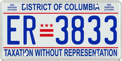 DC license plate ER3833