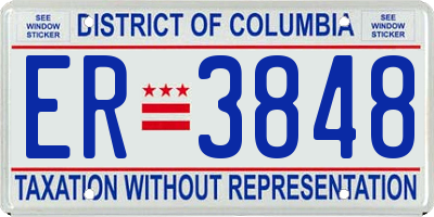 DC license plate ER3848