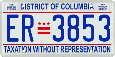 DC license plate ER3853