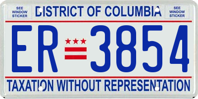 DC license plate ER3854