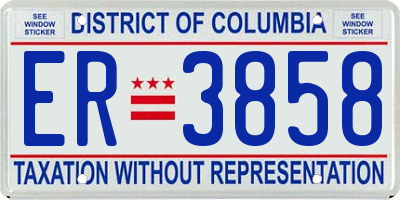 DC license plate ER3858