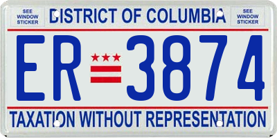 DC license plate ER3874