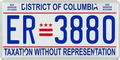 DC license plate ER3880