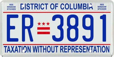 DC license plate ER3891
