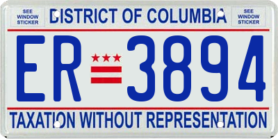 DC license plate ER3894