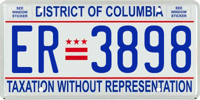 DC license plate ER3898