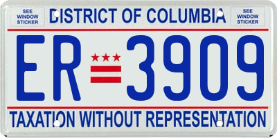 DC license plate ER3909