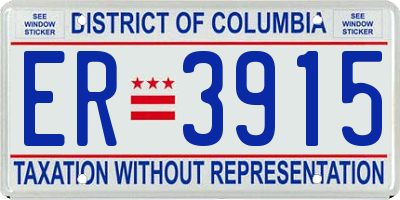 DC license plate ER3915