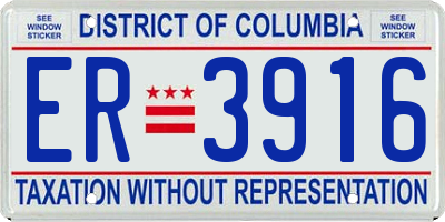 DC license plate ER3916