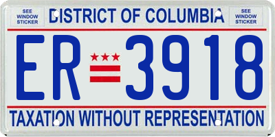 DC license plate ER3918