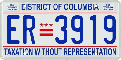 DC license plate ER3919